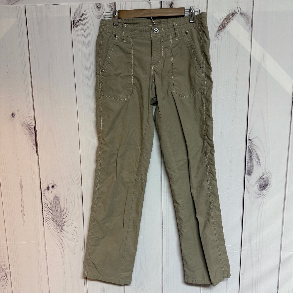 KÜHL Kendra Pants Women 6 Khaki Stretch Hiking‎ Travel Drawstring EUC